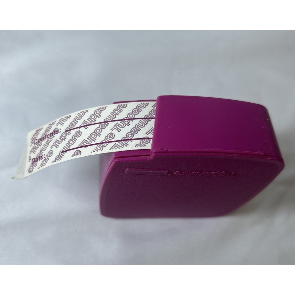 VINTAGE Tupperware Roll Of Labels In PURPLE Plastic Dispenser Canning 1446